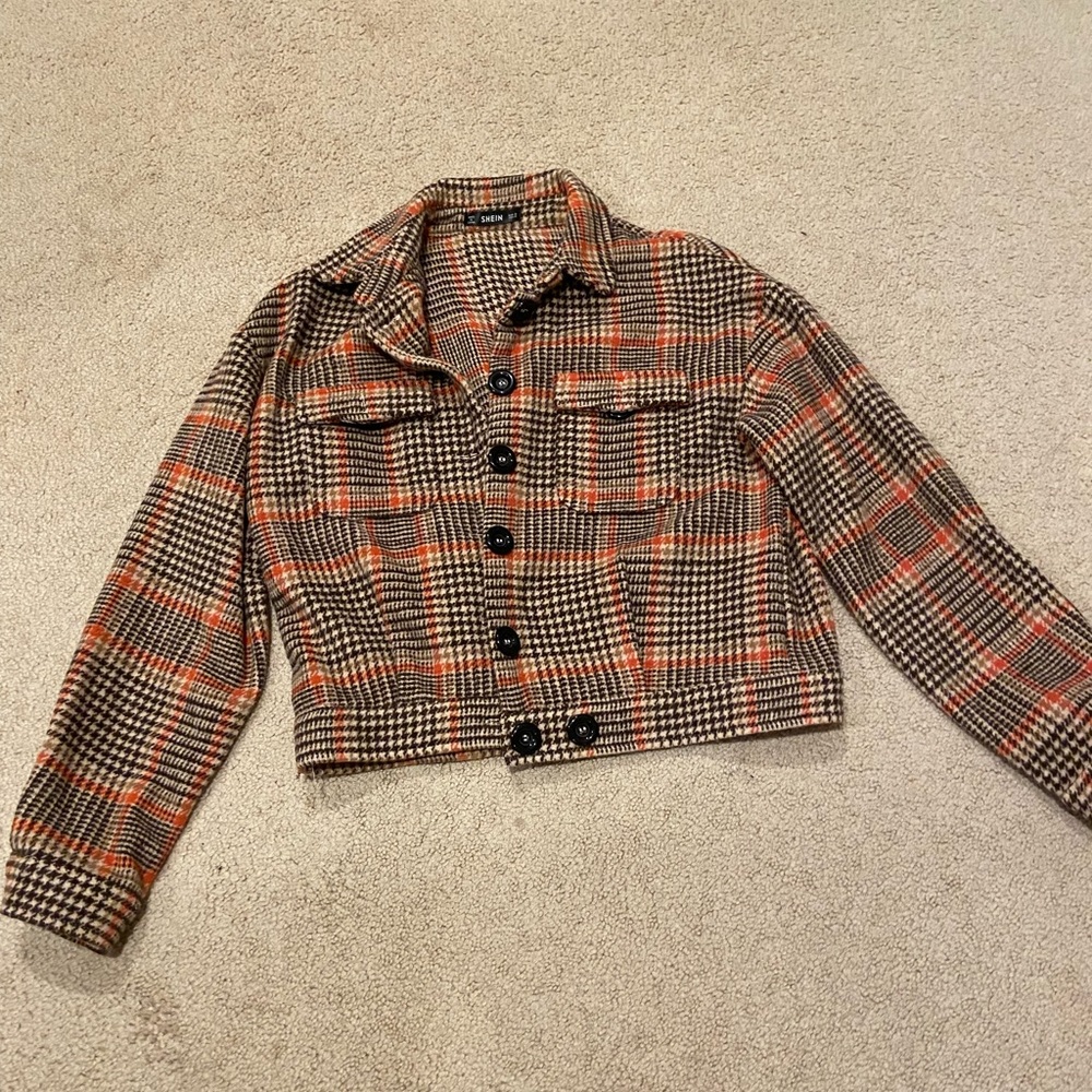 Cropped Plaid Flannel Jacket